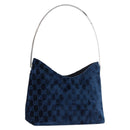 GUCCI GG Supreme Shoulder Bag Suede Blue Silver Auth BA14427A-1