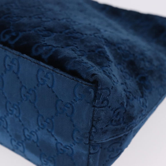 GUCCI GG Supreme Shoulder Bag Suede Blue Silver Auth BA14427A