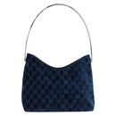 GUCCI GG Supreme Shoulder Bag Suede Blue Silver Auth BA14427A-2