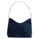 GUCCI GG Supreme Shoulder Bag Suede Blue Silver Auth BA14427A-3