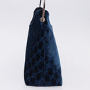 GUCCI GG Supreme Shoulder Bag Suede Blue Silver Auth BA14427A-4
