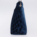 GUCCI GG Supreme Shoulder Bag Suede Blue Silver Auth BA14427A-5