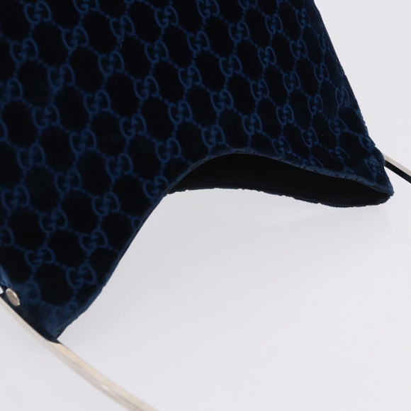 GUCCI GG Supreme Shoulder Bag Suede Blue Silver Auth BA14427A