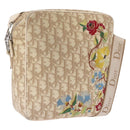 Christian Dior Trotter Canvas Shoulder Bag PVC Beige Silver Auth BA14428-1