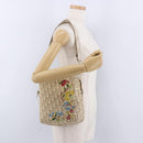 Christian Dior Trotter Canvas Shoulder Bag PVC Beige Silver Auth BA14428-23