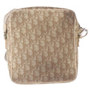 Christian Dior Trotter Canvas Shoulder Bag PVC Beige Silver Auth BA14428-3