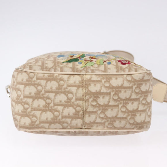 Christian Dior Trotter Canvas Shoulder Bag PVC Beige Silver Auth BA14428