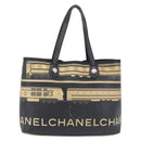 CHANEL Central Station Tote Bag PVC Canvas Black Silver CC Auth BA14429-2