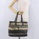 CHANEL Central Station Tote Bag PVC Canvas Black Silver CC Auth BA14429-22