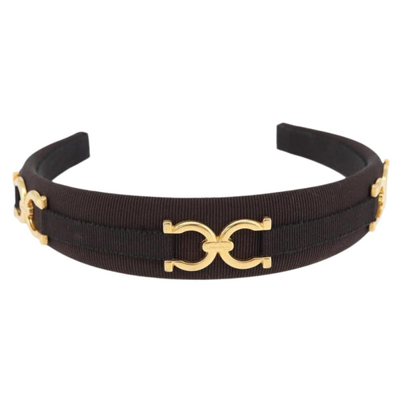 Salvatore Ferragamo Katyusha Hair Clip Canvas Brown Auth BA14430A