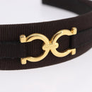 Salvatore Ferragamo Katyusha Hair Clip Canvas Brown Auth BA14430A-6
