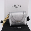 CELINE Case for AirPods Pro Earphone Case Leather Silver Gold Auth BA14434M-12