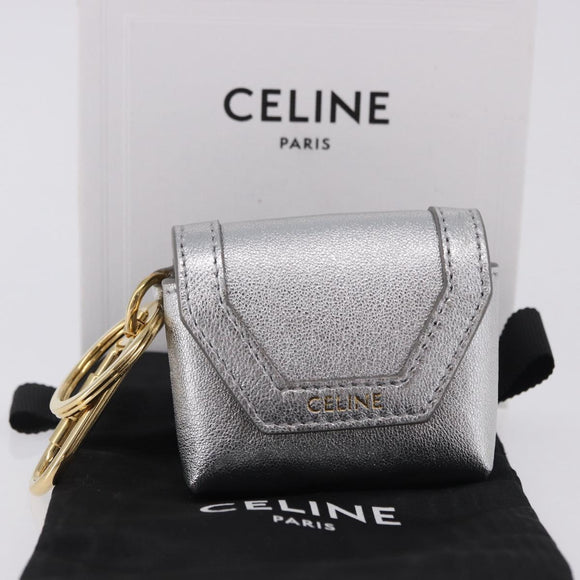 CELINE Case for AirPods Pro Earphone Case Leather Silver Gold Auth BA14434M