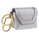 CELINE Case for AirPods Pro Earphone Case Leather Silver Gold Auth BA14434M-1
