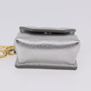 CELINE Case for AirPods Pro Earphone Case Leather Silver Gold Auth BA14434M-7