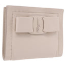 Salvatore Ferragamo Gancini Bifold Wallet Leather Ivory Silver Auth BA14437M-1