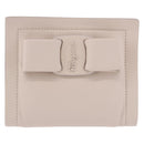 Salvatore Ferragamo Gancini Bifold Wallet Leather Ivory Silver Auth BA14437M-13