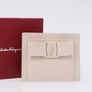 Salvatore Ferragamo Gancini Bifold Wallet Leather Ivory Silver Auth BA14437M-12