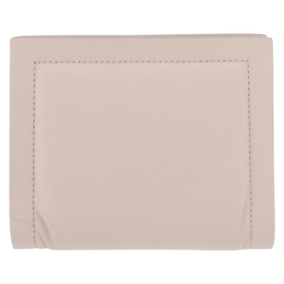 Salvatore Ferragamo Gancini Bifold Wallet Leather Ivory Silver Auth BA14437M