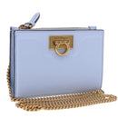 Salvatore Ferragamo Gancini Chain Shoulder Wallet Leather Blue Auth BA14439M-1