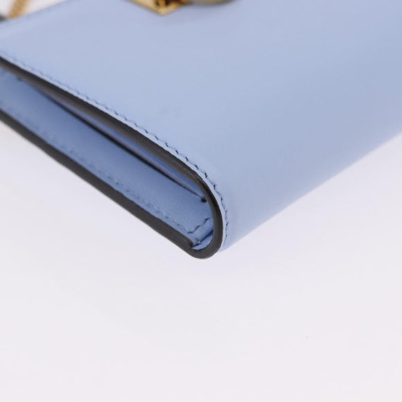 Salvatore Ferragamo Gancini Chain Shoulder Wallet Leather Blue Auth BA14439M