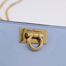 Salvatore Ferragamo Gancini Chain Shoulder Wallet Leather Blue Auth BA14439M-14