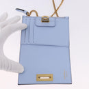 Salvatore Ferragamo Gancini Chain Shoulder Wallet Leather Blue Auth BA14439M-15