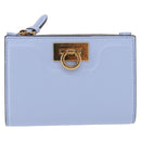 Salvatore Ferragamo Gancini Chain Shoulder Wallet Leather Blue Auth BA14439M-2