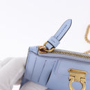 Salvatore Ferragamo Gancini Chain Shoulder Wallet Leather Blue Auth BA14439M-20