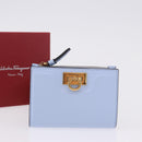 Salvatore Ferragamo Gancini Chain Shoulder Wallet Leather Blue Auth BA14439M-23