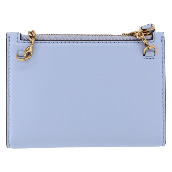 Salvatore Ferragamo Gancini Chain Shoulder Wallet Leather Blue Auth BA14439M