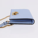 Salvatore Ferragamo Gancini Chain Shoulder Wallet Leather Blue Auth BA14439M-5