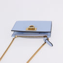 Salvatore Ferragamo Gancini Chain Shoulder Wallet Leather Blue Auth BA14439M-6