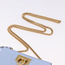Salvatore Ferragamo Gancini Chain Shoulder Wallet Leather Blue Auth BA14439M-8
