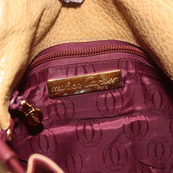 CARTIER Must Line Shoulder Bag Leather Beige Gold Auth BA14440