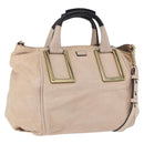 Chloe Etel Hand Bag Leather 2way Beige Gold Auth BA14456-1