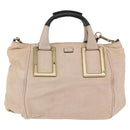 Chloe Etel Hand Bag Leather 2way Beige Gold Auth BA14456-2