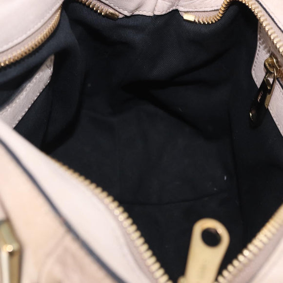 Chloe Etel Hand Bag Leather 2way Beige Gold Auth BA14456