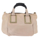 Chloe Etel Hand Bag Leather 2way Beige Gold Auth BA14456-3