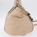 Chloe Etel Hand Bag Leather 2way Beige Gold Auth BA14456-5