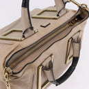 Chloe Etel Hand Bag Leather 2way Beige Gold Auth BA14456-6