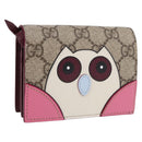 GUCCI GG Supreme Bifold Wallet PVC Beige Gold 818767 Auth BA14457M-1