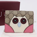GUCCI GG Supreme Bifold Wallet PVC Beige Gold 818767 Auth BA14457M-12