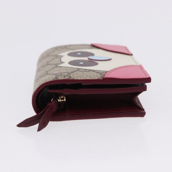 GUCCI GG Supreme Bifold Wallet PVC Beige Gold 818767 Auth BA14457M