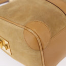 GUCCI Hand Bag Suede Beige Gold 000 0851 3754 Auth BA14458-11