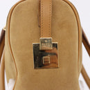 GUCCI Hand Bag Suede Beige Gold 000 0851 3754 Auth BA14458-15