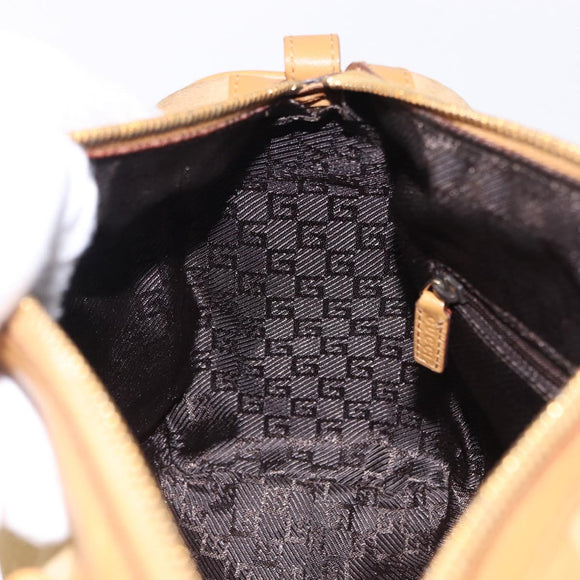 GUCCI Hand Bag Suede Beige Gold 000 0851 3754 Auth BA14458