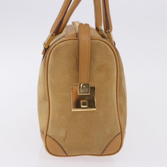GUCCI Hand Bag Suede Beige Gold 000 0851 3754 Auth BA14458