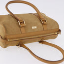 GUCCI Hand Bag Suede Beige Gold 000 0851 3754 Auth BA14458-7