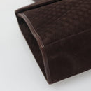 BALLY Quilted Hand Bag Suede Dark Brown Gold Auth BA1446-14